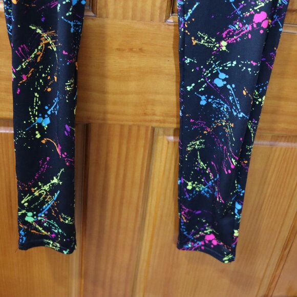 Tipsey Elves Bright Colorful Splatter Paint 80s Vibe Leggings XL - Picture 4 of 8